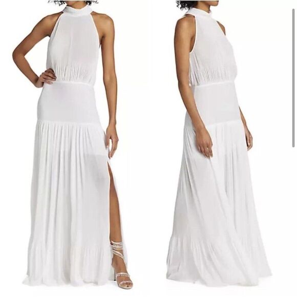 NWOT Veronica Beard Lilliana Gown Dress Pleated Halter Bow Bride Size 8 White - Picture 1 of 11